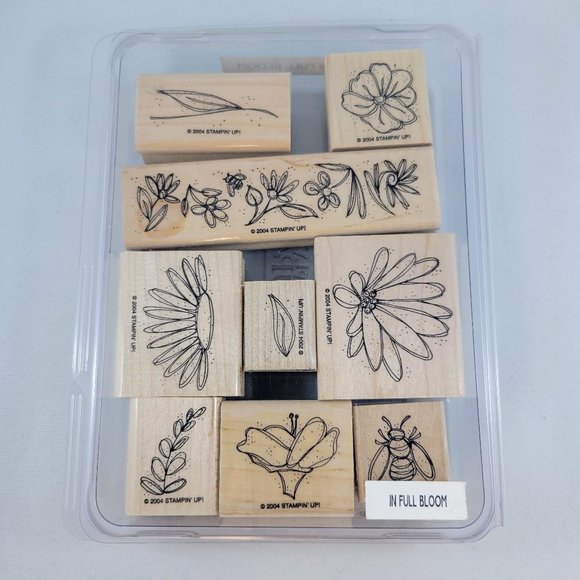 Wood Stamp Set Stampin’ Up! In Full Bloom Bee Flowers Garden 2004 Paper Crafts C - Picture 3 of 7